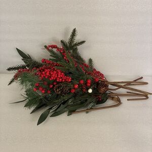 Artificial Pine Branches, Cones And Red Berries Stem For Decorating, Crafts